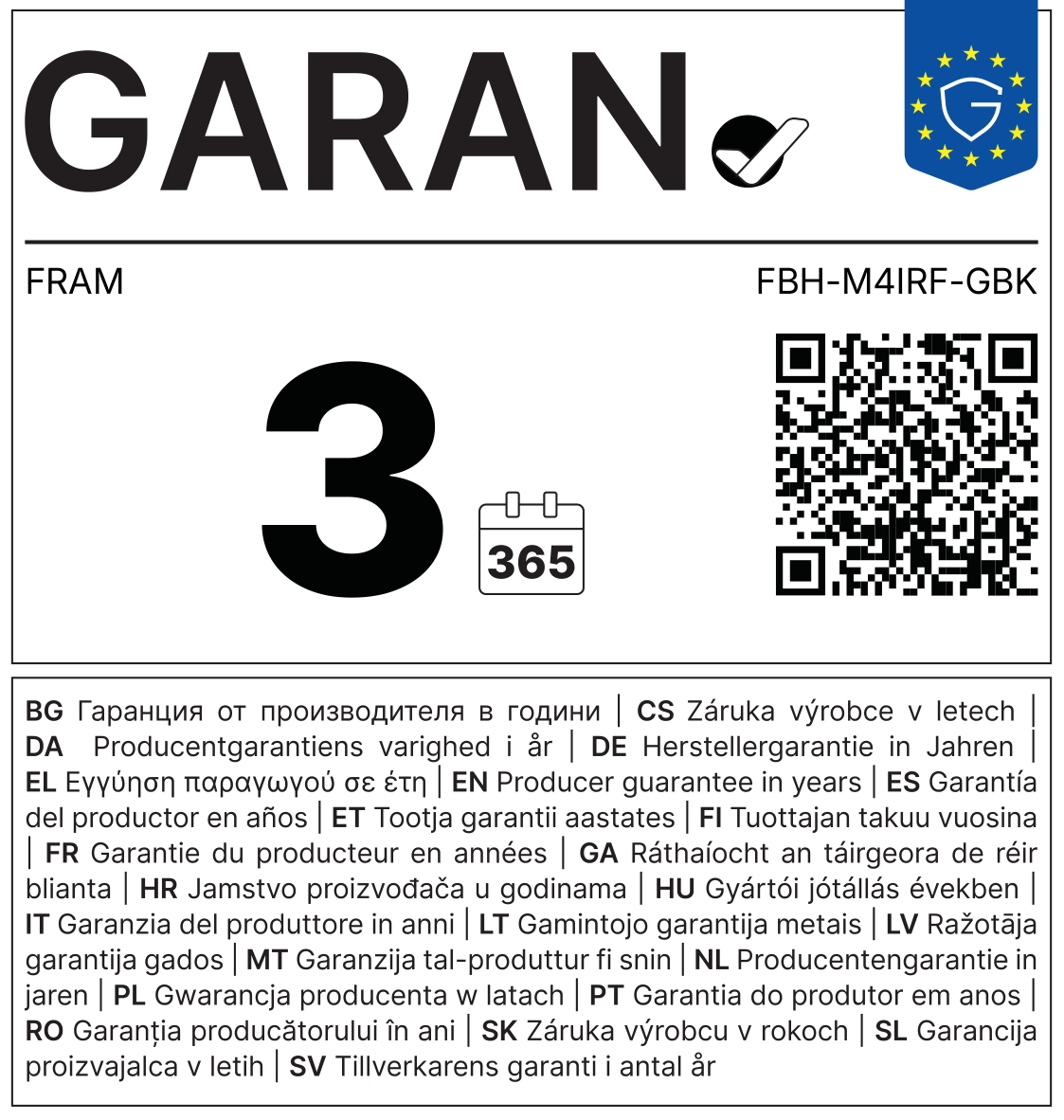 PLITA INCORPORABILA FRAM FBH-M4IRF-GBK, Gaz, 4 arzatoare, Latime 60cm, Gratar fonta, Aprindere electrica, Sticla neagra 4 PLITA INCORPORABILA FRAM FBH-M4IRF-GBK garan