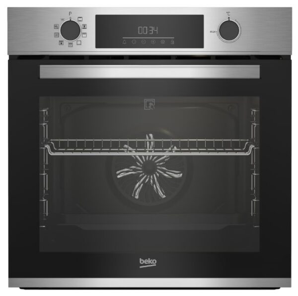 CUPTOR INCORPORABIL BEKO BBIE12300XMP, Clasa A, Electric, 71L, Autocuratare pirolitica, Grill, Timer, SteamShine Cleaning, Negru