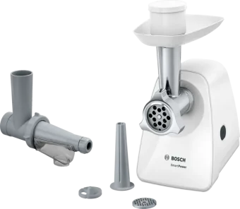 MASINA DE TOCAT CARNE BOSCH MFW2515W, Putere 1500W, Capacitate 1.7 kg/ min, 2 site 3.8/8 mm, Storcator rosii, Alb