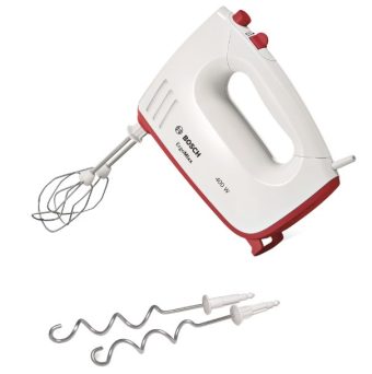 MIXER DE MANA BOSCH MFQ36300S, Putere 400W, 5 viteze + Turbo, Alb/Rosu
