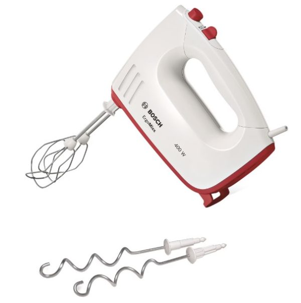 MIXER DE MANA BOSCH MFQ36300S, Putere 400W, 5 viteze + Turbo, Alb/Rosu
