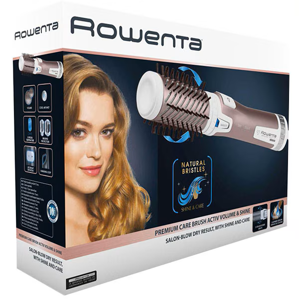 PERIE ROTATIVA ROWENTA BRUSH ACTIV PREMIUM CARE CF9540F0, Putere 1000W, 2 perii, 2 viteze, Ionizare, Roz - imagine 4