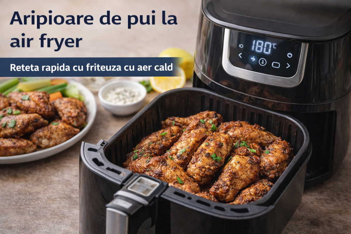 Aripioare de pui la air fryer – reteta crocanta si rapida cu friteuza cu aer cald Heinner 2 Reteta rapida cu friteuza cu aer cald