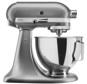 Mixer cu bol KitchenAid 5KSM95PSECU, Putere 275W, Bol 4.3L, Numar viteze: 10, Viteza maxima de rotatie: 220/min, Argintiu
