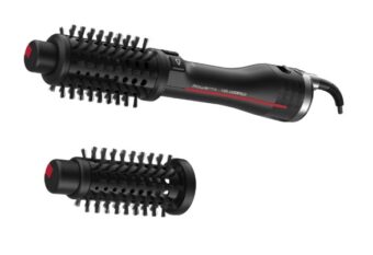 PERIE ROTATIVA CU AER CALD ROWENTA x KARL LAGERFELD PRO STYLIS CF961LF0, Putere 750W, Tehnologie Pro Dual Motion, Generator de ioni, Negru/Rosu