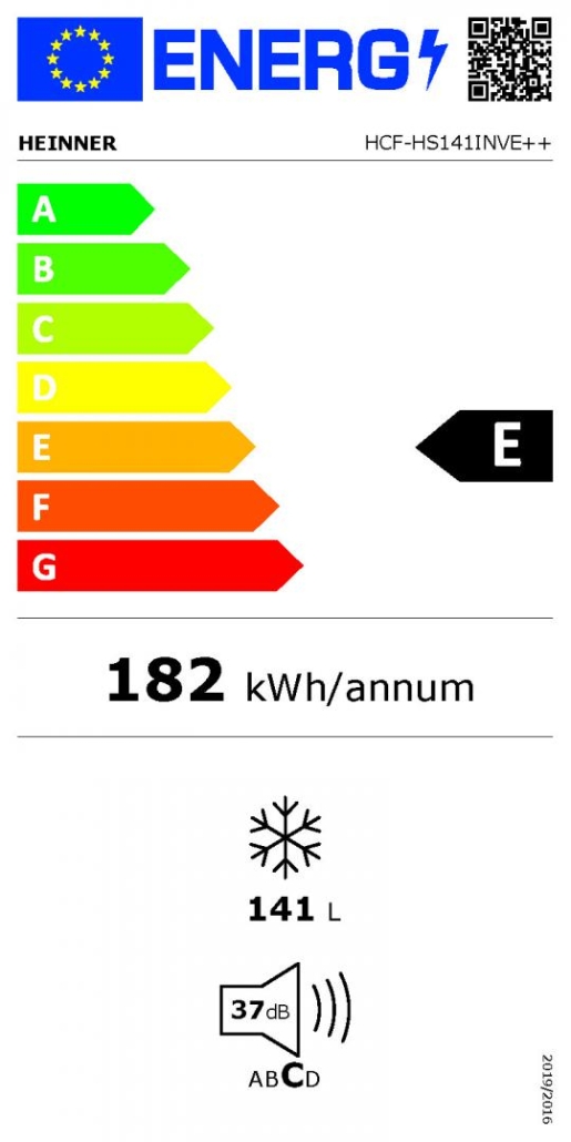 Lada frigorifica Heinner HCF-HS141INVE++, Clasa E, Capacitate 141L, Motor Inverter, Rezistenta la frig, Alb 7 LADA FRIGORIFICA HEINNER HCF-HS141INVE++ eticheta energetica