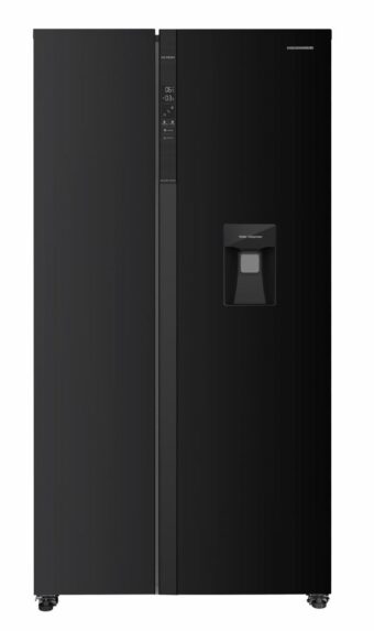 SIDE BY SIDE HEINNER HSBS-HM529NFBKWDE++, Clasa E, 529L, No Frost, Dispenser apa, Display LED tactil, Smart, H 177cm, Negru