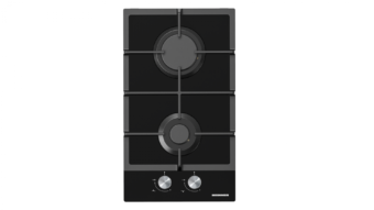 PLITA INCORPORABILA HEINNER HBH-M302FGBK, Gaz, 2 arzatoare, Latime 30cm, Gratar fonta, Aprindere electrica, Sticla neagra