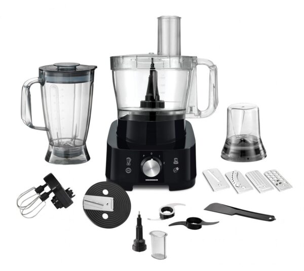 ROBOT DE BUCATARIE HEINNER HFP-1000BK, Putere 1000W, Blender si rasnita incluse, Capacitate bol 3.5L, Capacitate blender 1.8L, 2 viteze + Pulse, Negru - imagine 3