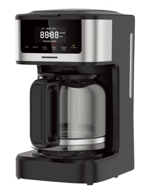 CAFETIERA DIGITALA HEINNER HCM-DD900BKSS, Putere 900W, Capacitate 1.8L, Display digital cu control touch, Tarie cafea ajustabila, Negru/Inox