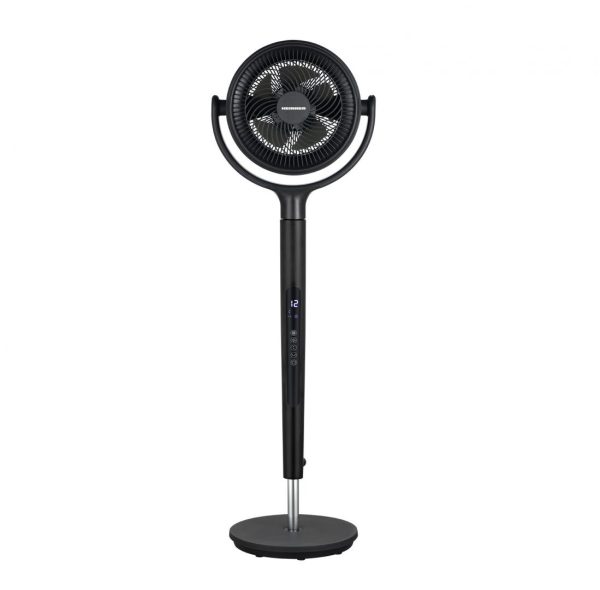 VENTILATOR CU PICIOR HEINNER HSF-MAT24DC-GY, Compartiment aromaterapie, 5 palete, Turbo, 12 trepte viteza, Motor DC, Timer, Display LED, Control tactil, Telecomanda, Gri