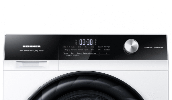 MASINA DE SPALAT RUFE HEINNER HWM-HMK9014IVA+++, Clasa A, 9KG, 1400RPM, Motor Inverter, Control Touch, Display digital, Alb - imagine 3