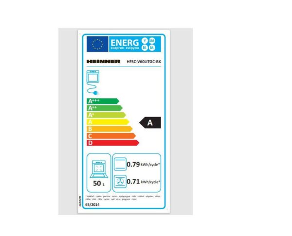 ARAGAZ MIXT HEINNER HFSC-V60LITGC-BK, 50x60cm, 4 arzatoare, Aprindere electrica plita, Cuptor electric, Clasa A, 6 functii, Timer, Grill, Ventilatie, Duze GPL incluse, Negru - imagine 4