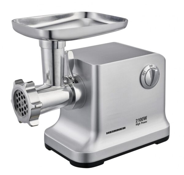 MASINA DE TOCAT HEINNER MG-2100SS, Putere 2100W, Accesoriu rosii, Accesoriu carnati, Cutit si site inox, Silver