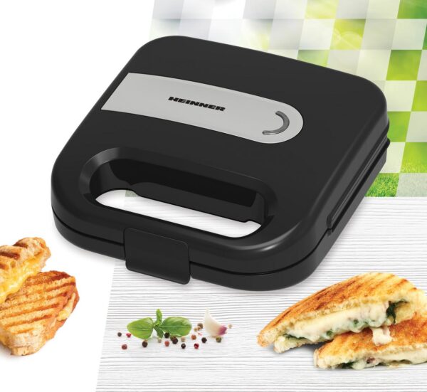 SANDWICH MAKER HEINNER SM-K750FSBK, Putere 750W, Capacitate: 2 sandwich-uri, Placi antiadezive fixe tip sandwich, Negru - imagine 3