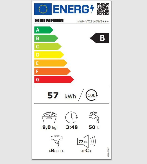 MASINA DE SPALAT RUFE HEINNER HWM-VT2914INVB+++, Clasa B, 9Kg, 1400RPM, Motor Inverter, Display LED, Alb - imagine 2