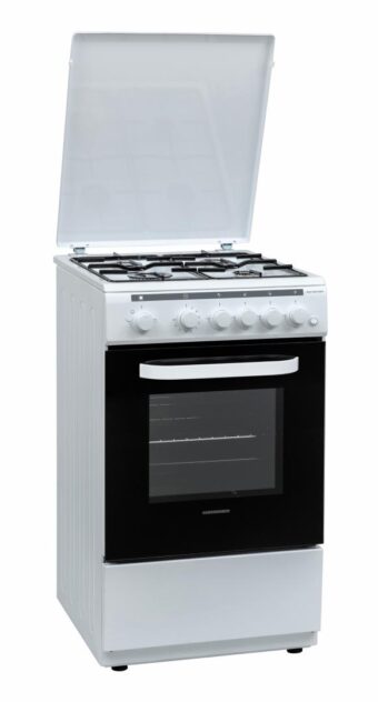 ARAGAZ GAZ HEINNER HFSC-V60LITGWH, 4 arzatoare, Latime 50cm, Aprindere electrica, Dispozitiv siguranta plita si cuptor, Timer, Grill, Alb