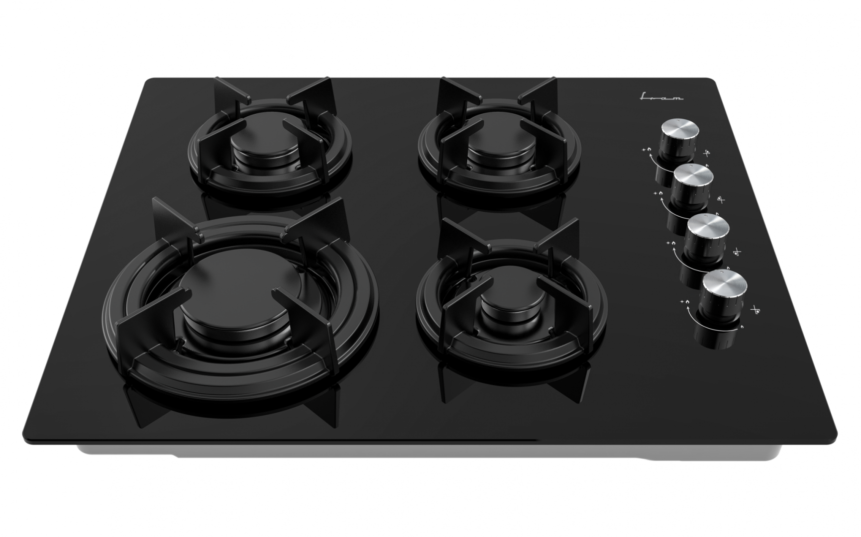 PLITA INCORPORABILA FRAM FBH-M4IRF-GBK, Gaz, 4 arzatoare, Latime 60cm, Gratar fonta, Aprindere electrica, Sticla neagra - imagine 2