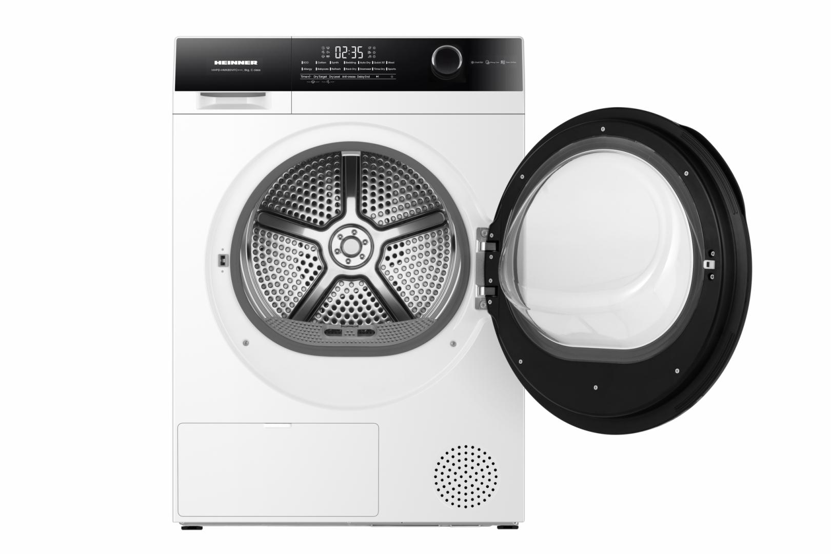 USCATOR DE RUFE CU POMPA DE CALDURA HEINNER HHPD-HMK80IVFC+++, Clasa C, 8Kg, 14 programe, Motor Inverter, Control Touch, Program rapid 30 min, Alb 7 USCATOR DE RUFE CU POMPA DE CALDURA HEINNER HHPD-HMK80IVFC+++, Clasa C, 8Kg, 14 programe, Motor Inverter, Control Touch, Program rapid 30 min, Alb - imagine 7