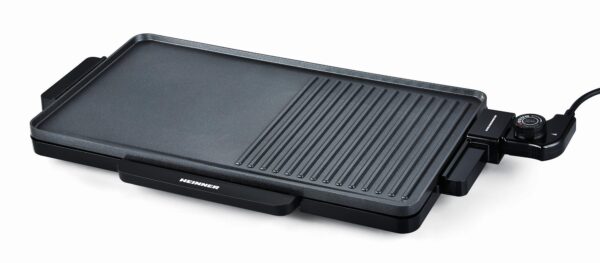 GRILL ELECTRIC HEINNER HEG-F2000GT, Putere 2000W, Placa fixa cu invelis antiadeziv, Temperatura reglabila, Negru