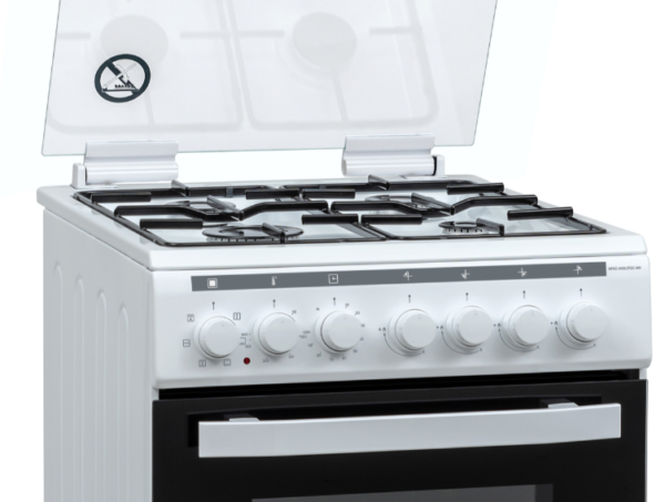 ARAGAZ MIXT HEINNER HFSC-V60LITGC-WH, 50x60cm, 4 arzatoare, Aprindere electrica plita, Cuptor electric, Clasa A, 6 functii, Timer, Grill, Ventilatie, Duze GPL incluse, Alb - imagine 3