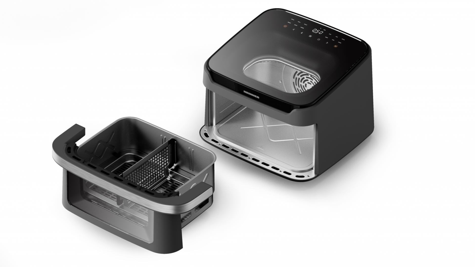 FRITEUZA DUBLA CU AER CALD HEINNER AIRBAKE REVOLUTION HAF-C10DB22GREY, Putere 2200W, Capacitate 10L, Control digital, 12 programe, Gri - imagine 3