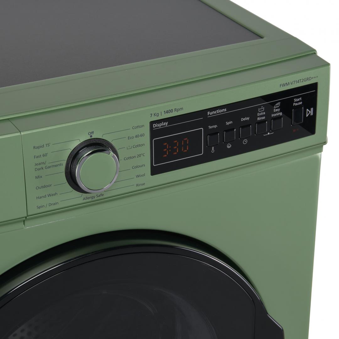 MASINA DE SPALAT RUFE FRAM FWM-V714T2GRD+++, Clasa D, 7Kg, 1400RPM, Display digital, Allergy safe, Start intarziat, Anti-sifonare, Eco-Logic, Verde pastelat 4 MASINA DE SPALAT RUFE FRAM FWM-V714T2GRD+++, Clasa D, 7Kg, 1400RPM, Display digital, Allergy safe, Start intarziat, Anti-sifonare, Eco-Logic, Verde pastelat - imagine 4