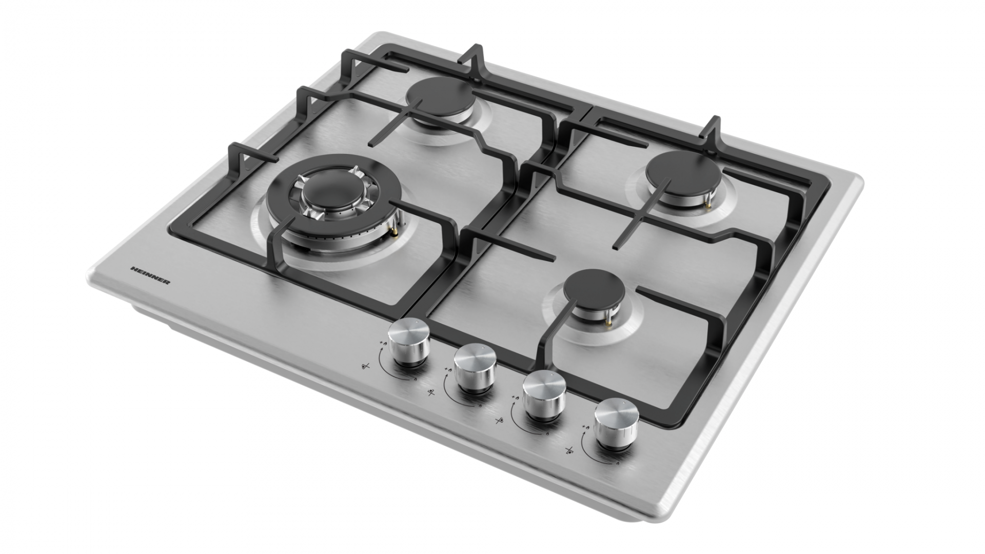 PLITA INCORPORABILA HEINNER HBH-M495IWFIX, Gaz, 4 arzatoare, Latime 60cm, Gratar fonta, Wok, Aprindere electrica, Inox - imagine 2