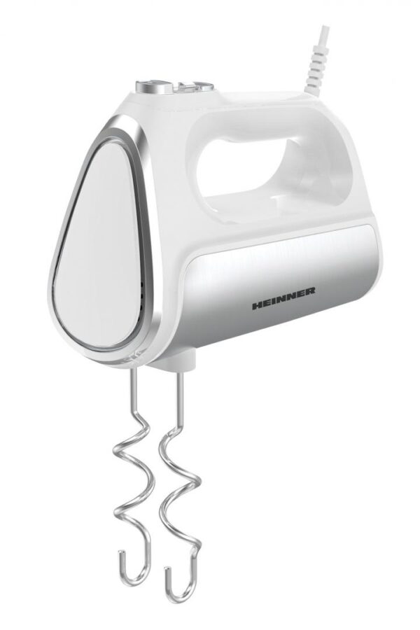 MIXER DE MANA HEINNER HM-DC800WH, Putere 800W, Motor DC, 6 viteze + turbo, Alb cu decoratiuni inox