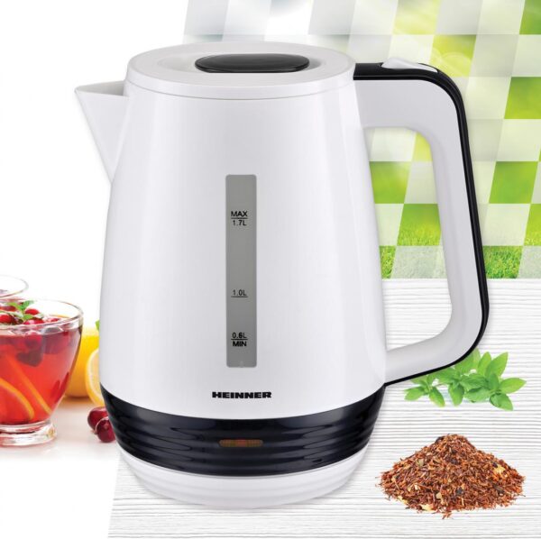 FIERBATOR ELECTRIC HEINNER HEK-17WH, Putere 2200W, Capacitate 1.7L, Element incalzire inox, Oprire automata, Alb - imagine 2