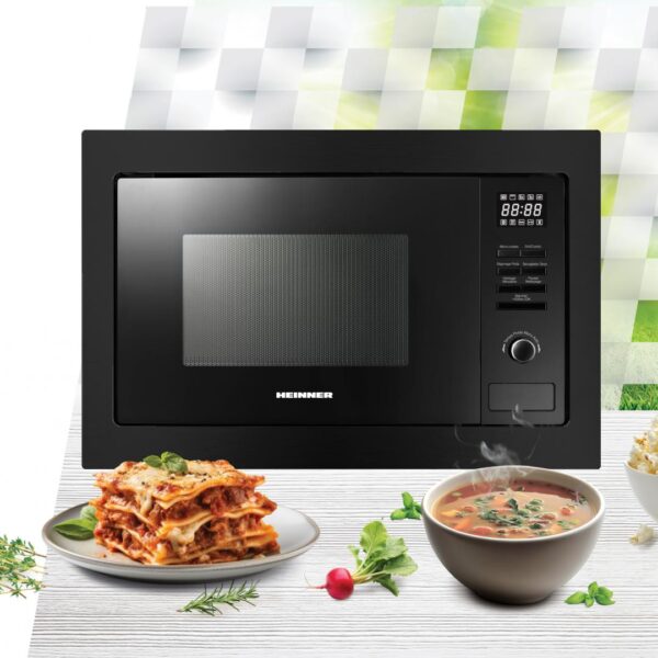 CUPTOR CU MICROUNDE INCORPORABIL HEINNER HMW-MDBI25GDBK, Putere 900W, Capacitate 25L, Grill, 5 trepte de putere, Negru - imagine 2