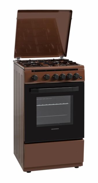 ARAGAZ GAZ HEINNER HFSC-V50LITBRW, 4 arzatoare, Latime 50cm, Gaz, Aprindere electrica, Timer, Maro