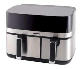 FRITEUZA DUBLA CU AER CALD HEINNER PRODUAL FUSION HAF-H9DB17BKS, Putere 1700W, Capacitate 8.6L, Control digital, 8 programe prestabilite, Gri/Argintiu