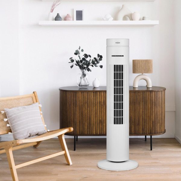 VENTILATOR TURN HEINNER HTF-M35WH, Putere 35W, Control tactil, Indicatori LED, Telecomanda, Timer: 7h, 3 trepte de viteza, Alb - imagine 4