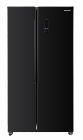 SIDE BY SIDE HEINNER HSBS-HM442NFGBKE++, Clasa E, 442L, No Frost, Display, Smart, H 176.5cm, Sticla neagra