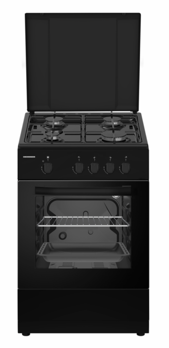 ARAGAZ GAZ HEINNER HFSC-SME50BK, 4 arzatoare, Latime 50cm, Dispozitiv siguranta plita si cuptor, Negru