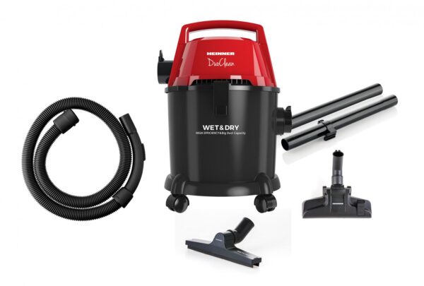 ASPIRATOR MULTIFUNCTIONAL UMED SI USCAT HEINNER HVC-MWD1400P-BK, Putere 1400W, 3L capacitate sac textil, Functie suflare, Negru/Rosu