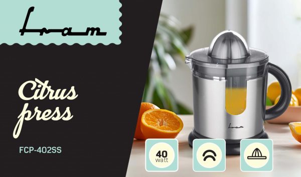 STORCATOR DE CITRICE FRAM FCP-402SS, Putere 40W, 2 conuri, Capacitate 1.2L, Capac protectie, Inox - imagine 4