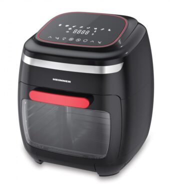 FRITEUZA CU AER CALD HEINNER HAF-B2000FB, Putere 2000W, Capacitate cos 4.5L, Capacitate cuptor 11L, 8 programe, Afisaj digital, Tija rotisor, Termostat reglabil: 30-200˚C, Negru