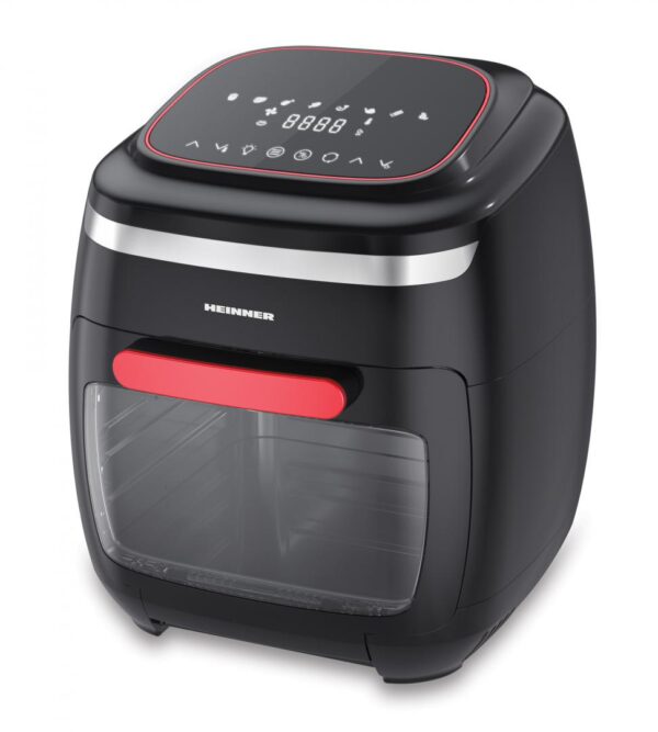 FRITEUZA CU AER CALD HEINNER HAF-B2000FB, Putere 2000W, Capacitate cos 4.5L, Capacitate cuptor 11L, 8 programe, Afisaj digital, Tija rotisor, Termostat reglabil: 30-200˚C, Negru
