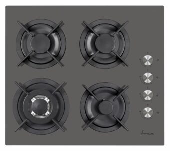 PLITA INCORPORABILA FRAM FBH-V4IWF-GVG, Gaz, 4 Arzatoare, Latime 60cm, WOK, Gratar fonta, Aprindere electrica, Dispozitiv de siguranta, Sticla gri