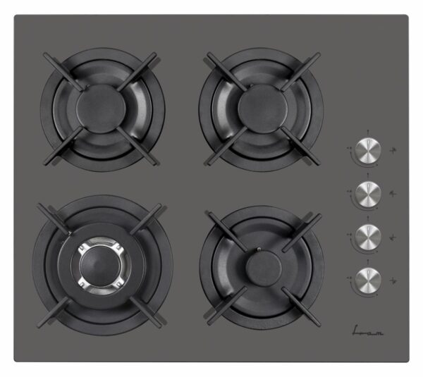 PLITA INCORPORABILA FRAM FBH-V4IWF-GVG, Gaz, 4 Arzatoare, Latime 60cm, WOK, Gratar fonta, Aprindere electrica, Dispozitiv de siguranta, Sticla gri