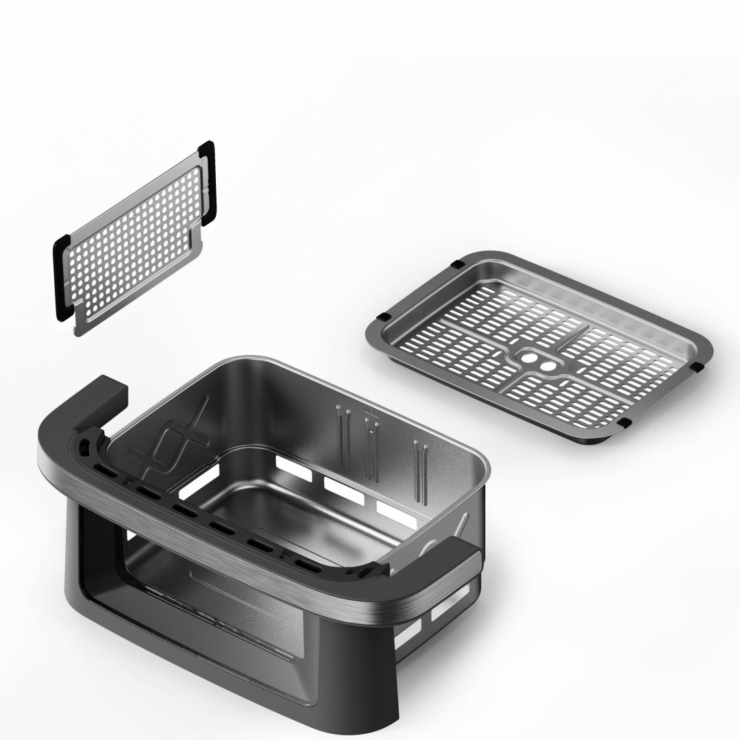 FRITEUZA DUBLA CU AER CALD HEINNER AIRBAKE REVOLUTION HAF-C10DB22GREY, Putere 2200W, Capacitate 10L, Control digital, 12 programe, Gri - imagine 5