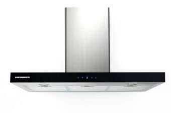 HOTA DECORATIVA HEINNER DCH-6590TIX, Latime 90cm, Putere absorbtie 623.9 m3/h, Control touch, Timer, Clasa B, Inox+front sticla neagra