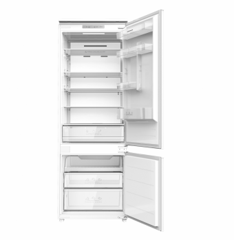 COMBINA FRIGORIFICA INCORPORABILA HEINNER HCNF-BIM403INVD, Clasa D, 403L, No Frost, Latime 69cm, Compresor inverter, Display LED, Alb