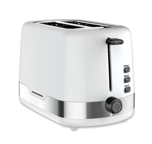 PRAJITOR DE PAINE HEINNER HTP-850WHSS, Putere 850W, 7 nivele de rumenire, 3 functii, Alb/Inox