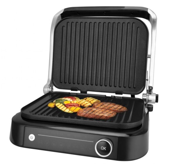 GRILL ELECTRIC FRAM  FEG-2100SSBK, Putere 2100W, Deschidere 180˚, Placi detasabile, 7 programe presetate, Temperatura reglabila, Argintiu/Negru - imagine 2