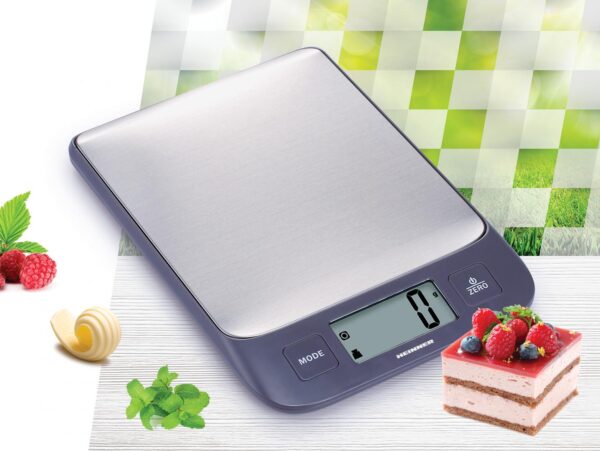 CANTAR DE BUCATARIE HEINNER HKS-5IXBK, 5Kg, 1g, Tara, Functie cantarire lichide, Display LCD, Inox - imagine 2
