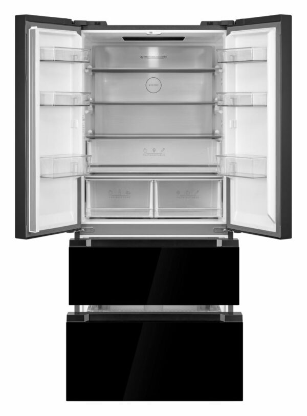 COMBINA FRIGORIFICA FRENCH DOOR HEINNER HCFD-M516INVHGBKE++, Clasa E, 516L, No Frost, Compresor Inverter, Display LED cu Touch, H 190cm, Sticla neagra - imagine 2