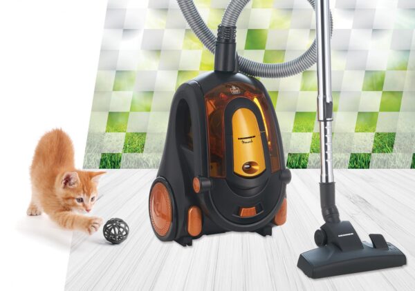 ASPIRATOR FARA SAC HEINNER HVC-V800BK, Putere 800W, Putere absorbtie >180W, Capacitate recipient 2.2L, Tija telescopica din metal, Accesorii 2 in 1, Perie canapea, Negru/Orange - imagine 3